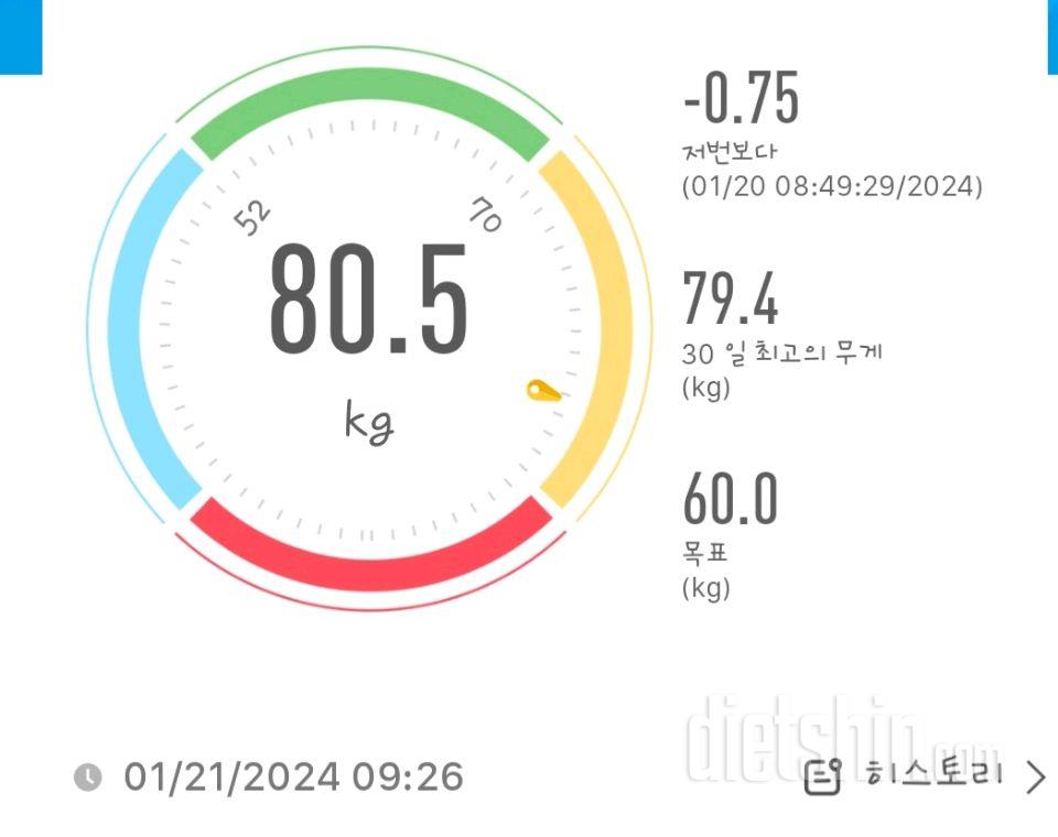 7일 아침 몸무게 재기10일차 성공!