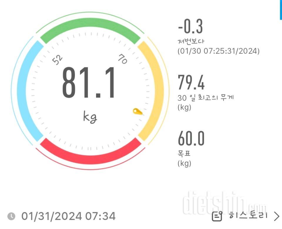 7일 아침 몸무게 재기11일차 성공!