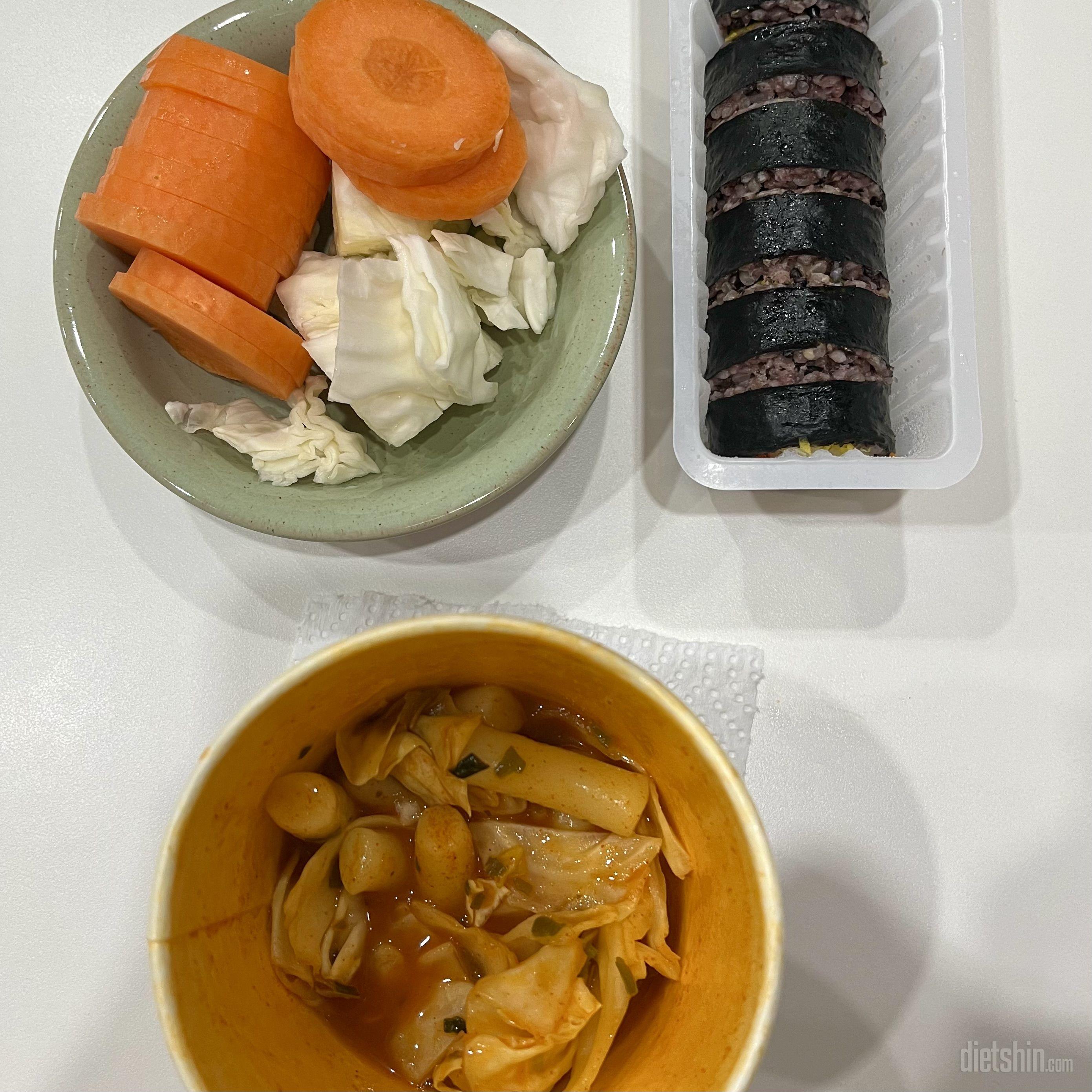 야채+곤약 떡볶이+곤약 김밥(참치)
