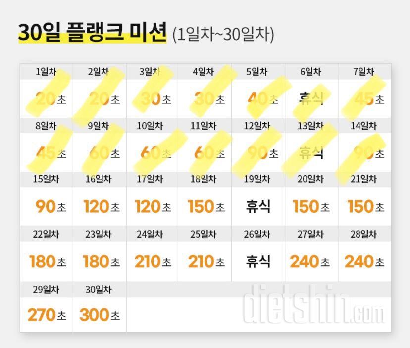 30일 플랭크14일차 성공!