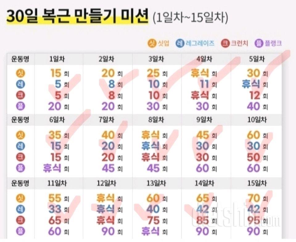 30일 복근 만들기15일차 성공!