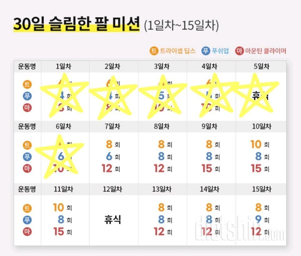 30일 슬림한 팔6일차 성공!