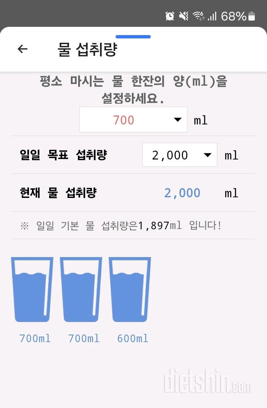 30일 하루 2L 물마시기40일차 성공!