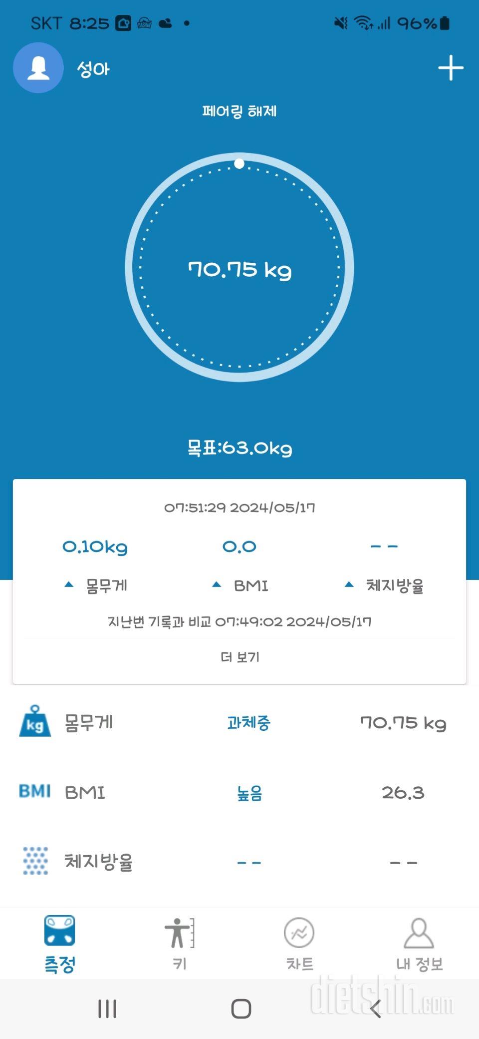 7일 아침 몸무게 재기7일차 성공!