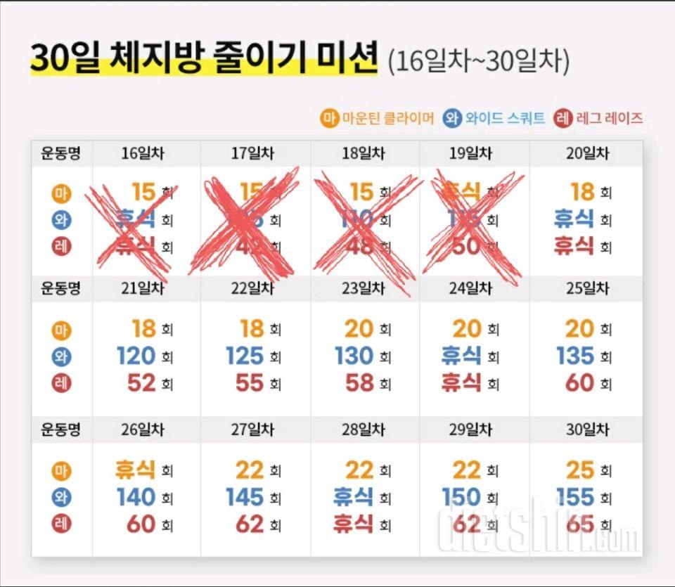 30일 체지방 줄이기19일차 성공!