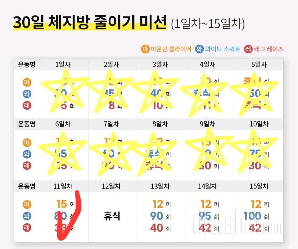 30일 체지방 줄이기11일차 성공!