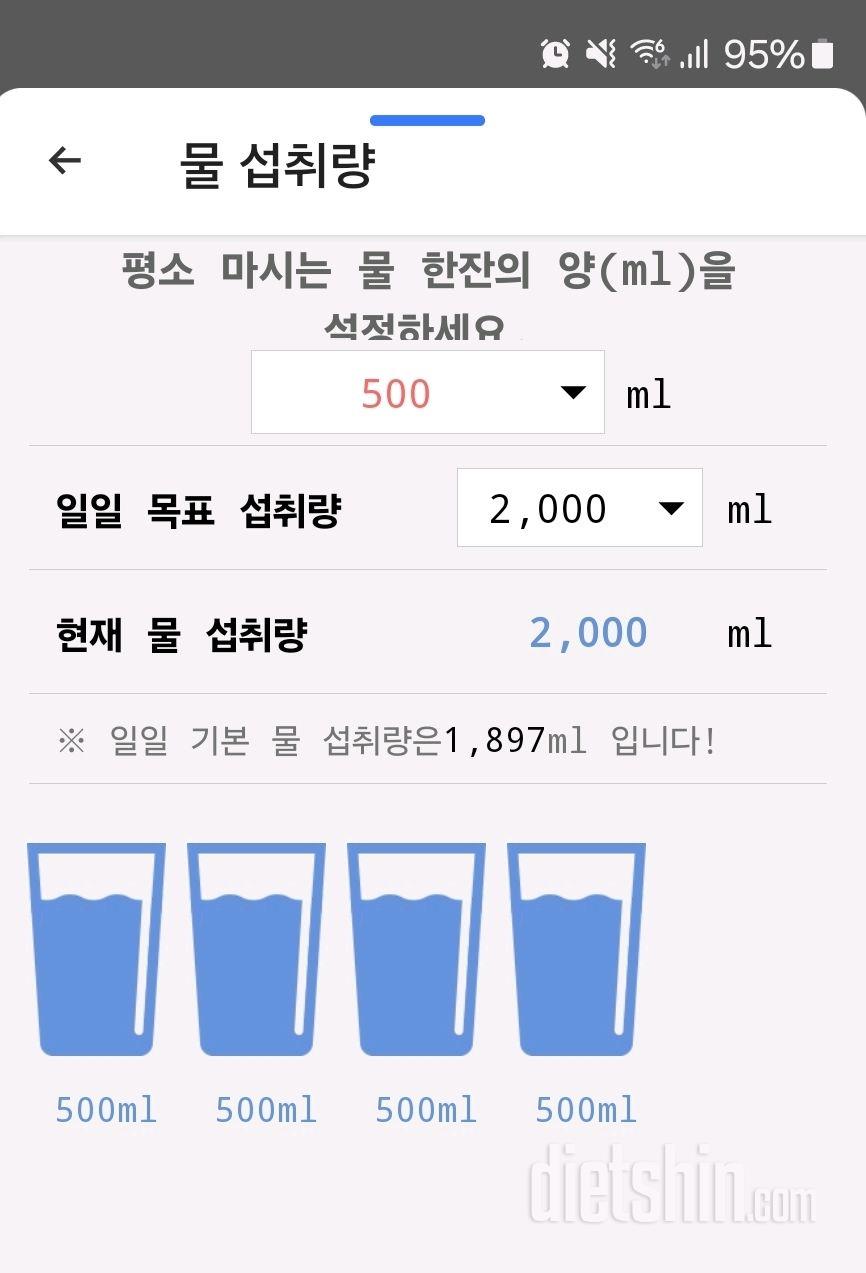 30일 하루 2L 물마시기45일차 성공!