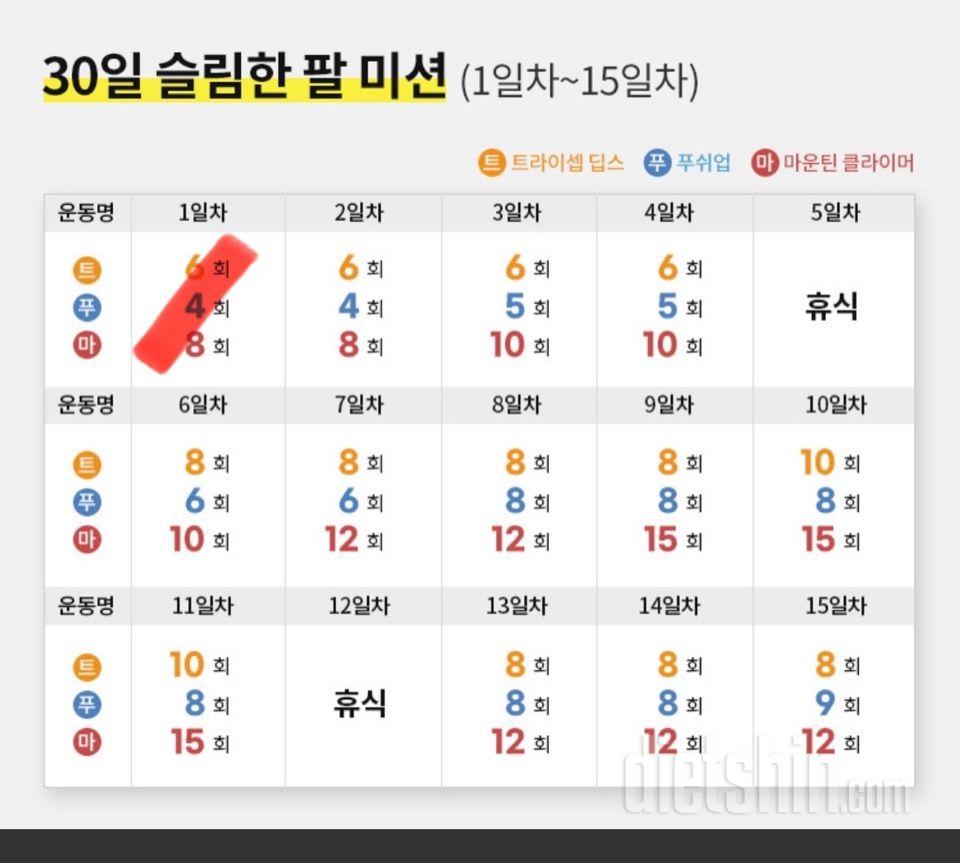 30일 슬림한 팔 1일차 성공!