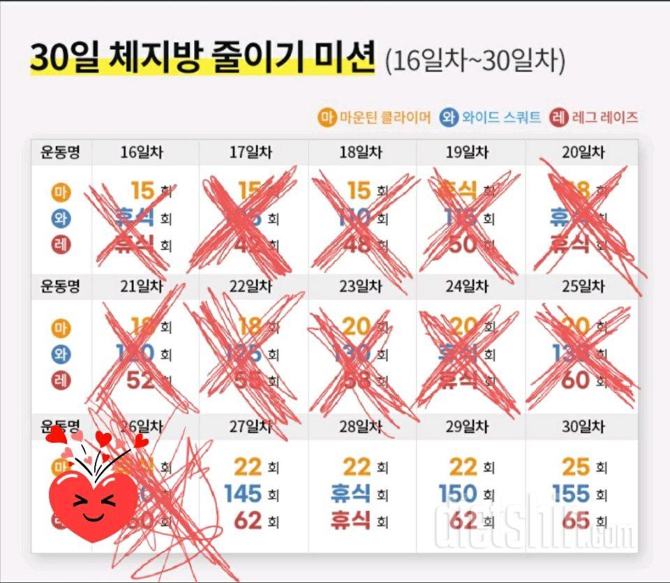 30일 체지방 줄이기26일차 성공!