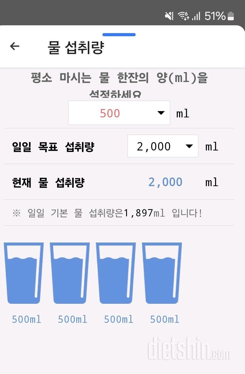 30일 하루 2L 물마시기52일차 성공!