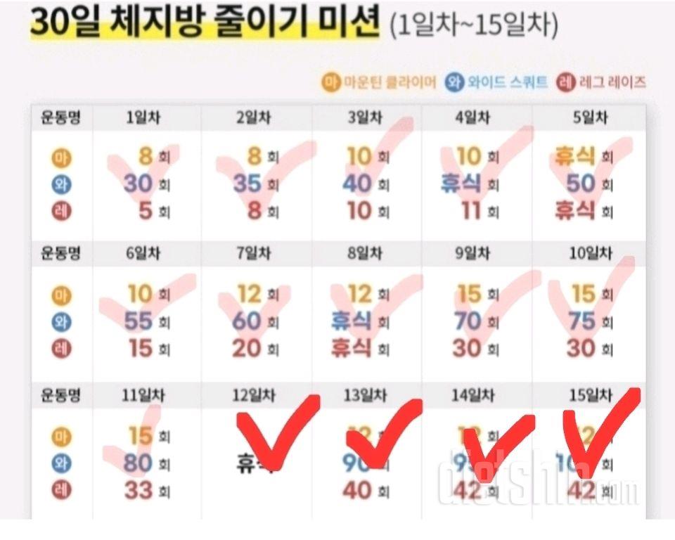 30일 체지방 줄이기45일차 성공!