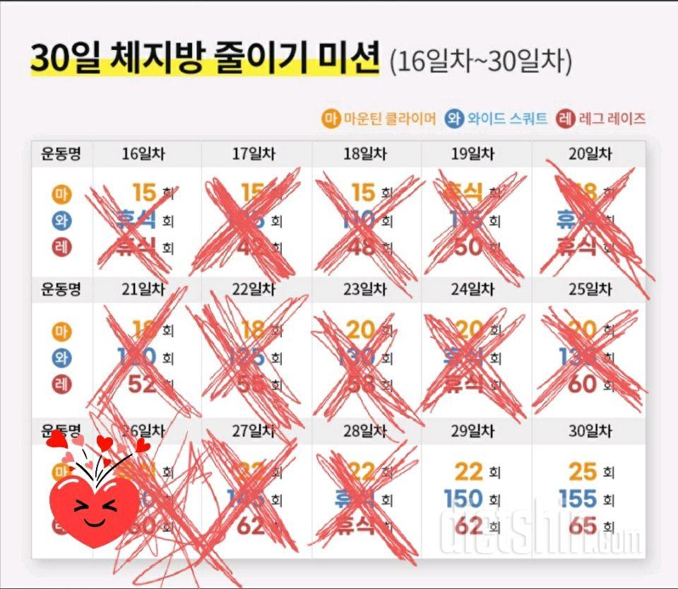 30일 체지방 줄이기29일차 성공!