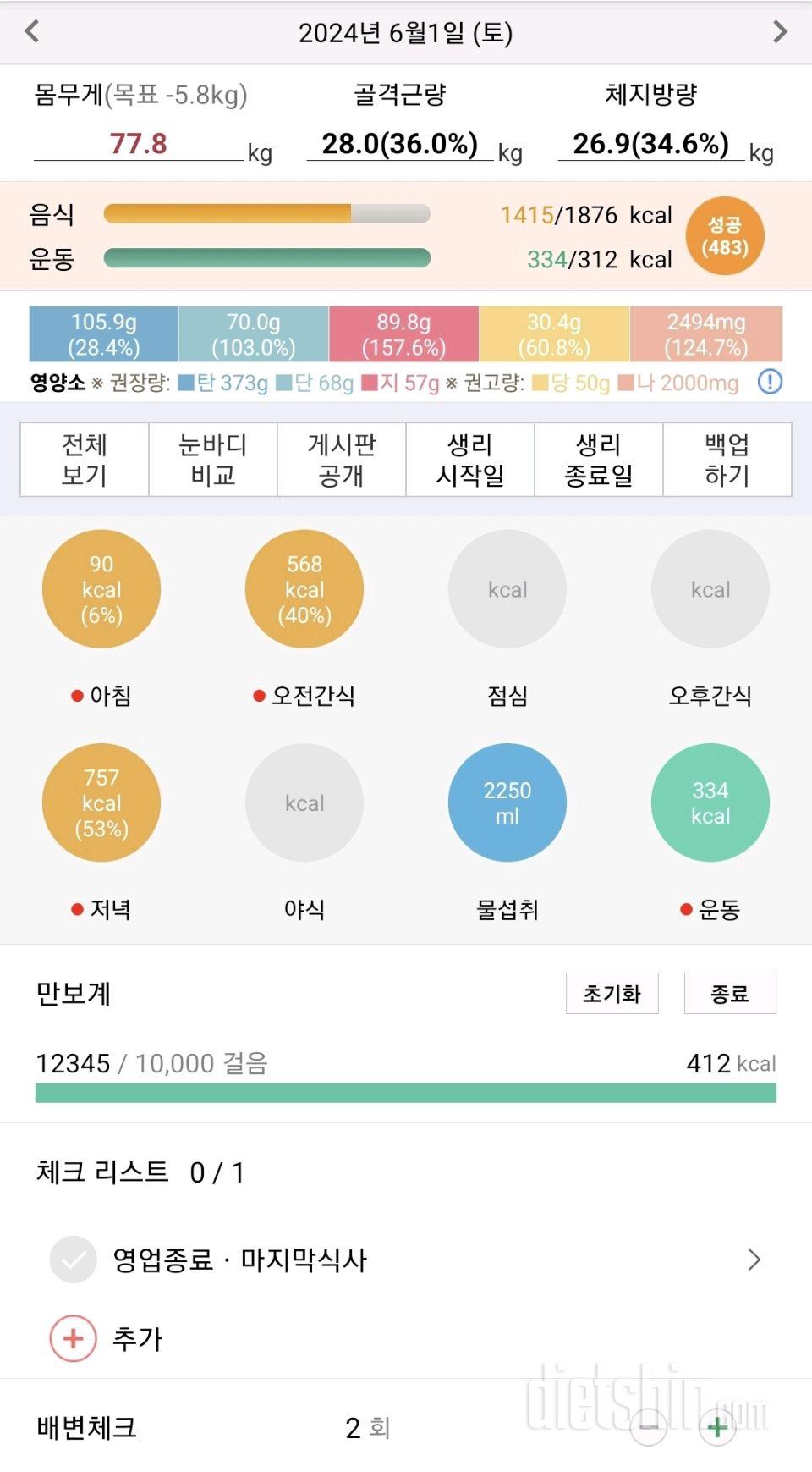 30일 하루 2L 물마시기35일차 성공!