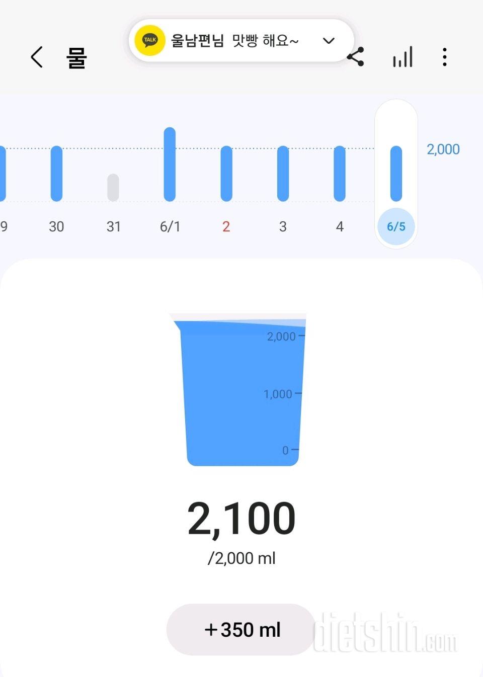30일 하루 2L 물마시기26일차 성공!