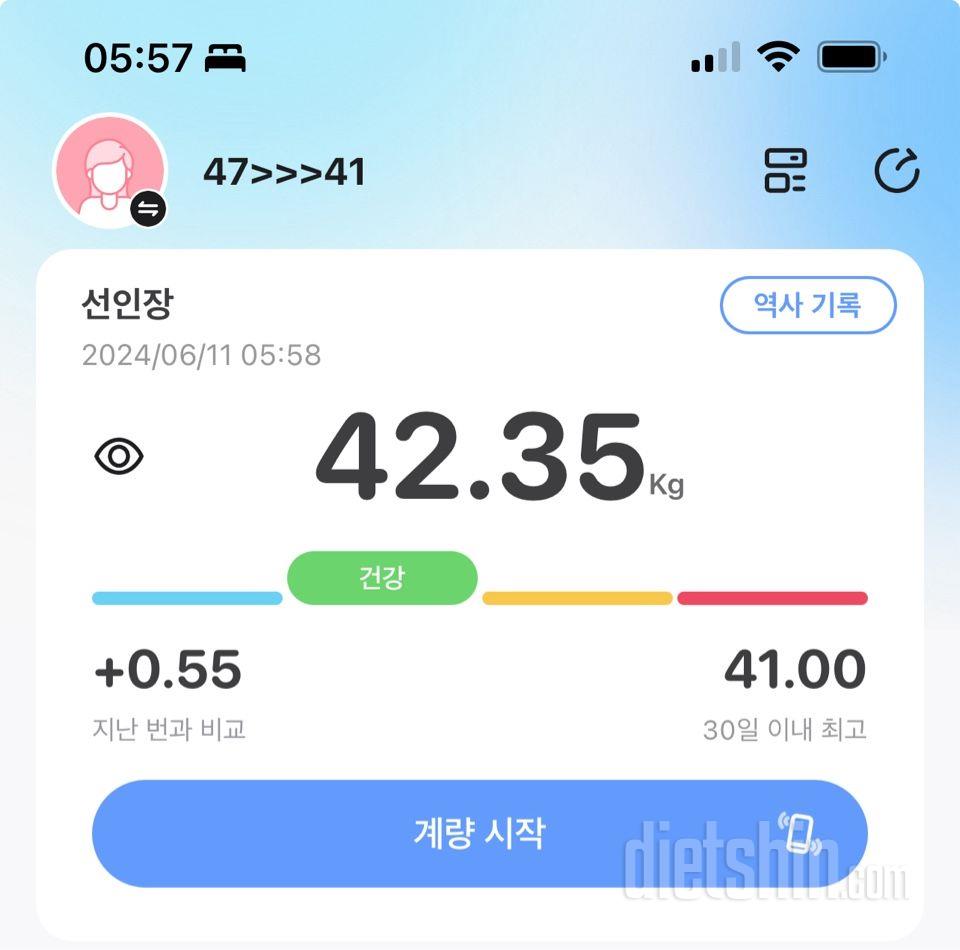 7일 아침 몸무게 재기88일차 성공!