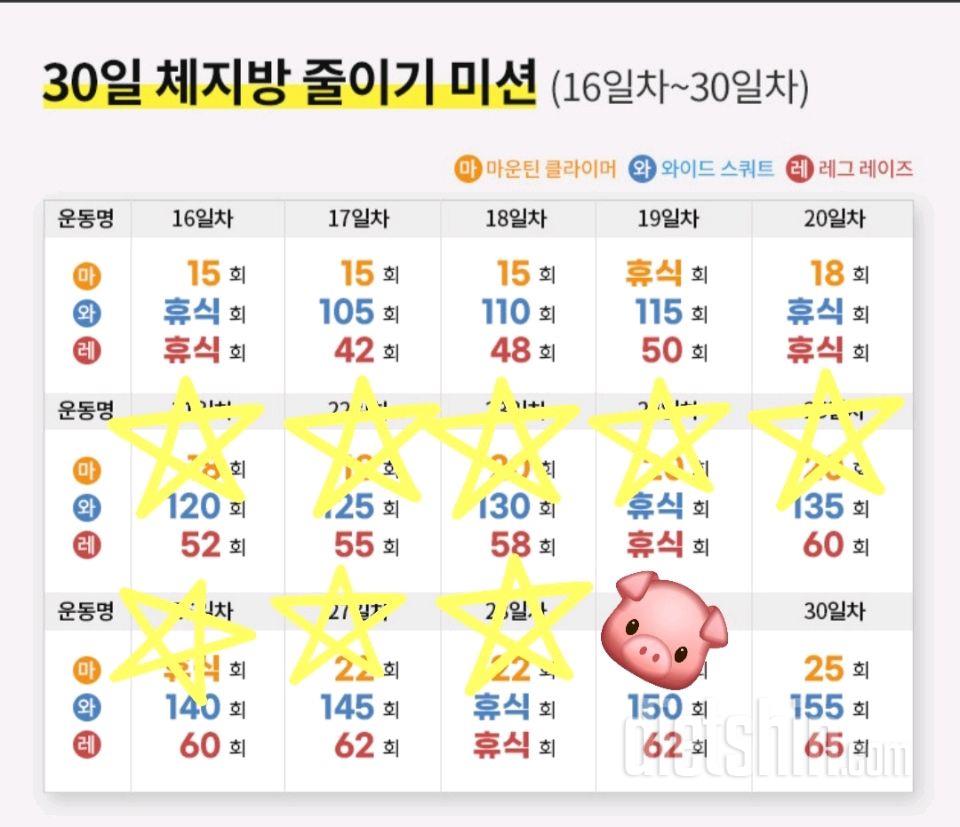 30일 체지방 줄이기29일차 성공!