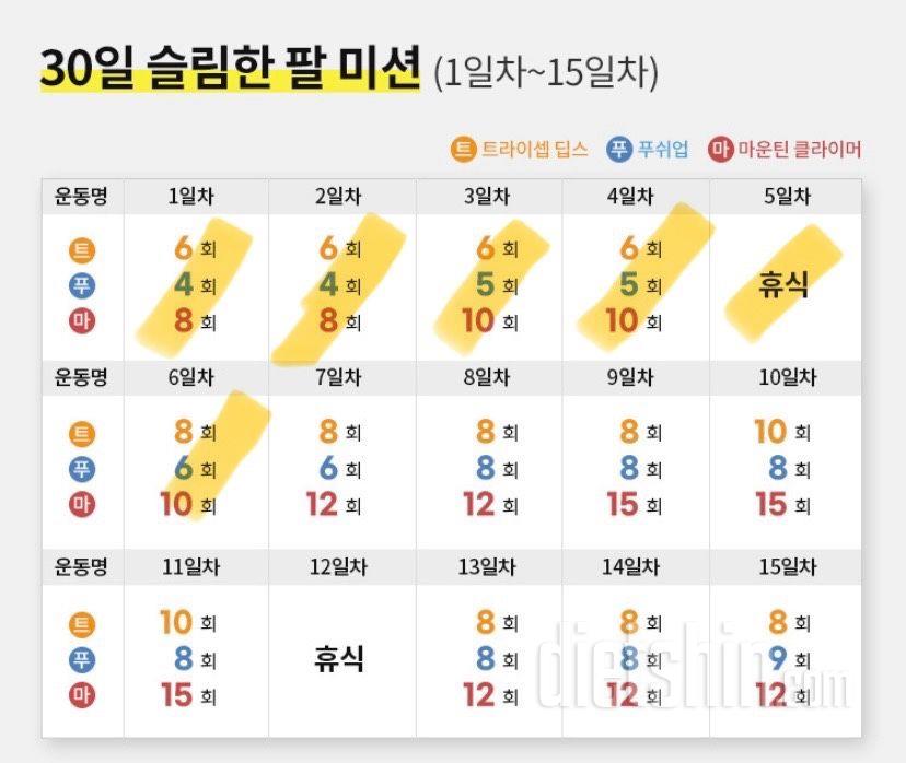 30일 슬림한 팔6일차 성공!