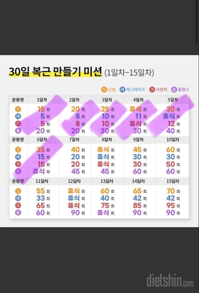 30일 복근 만들기6일차 성공!