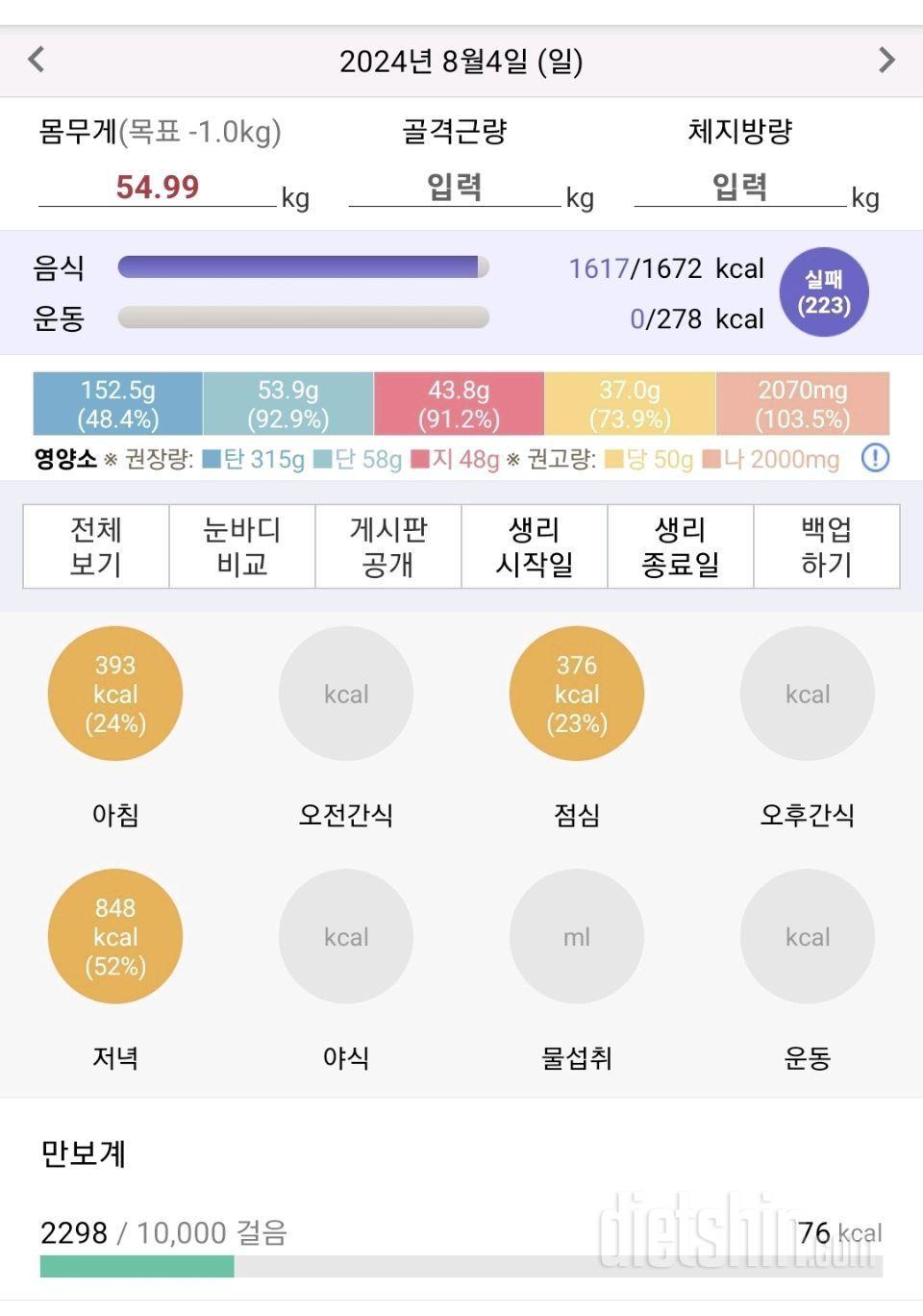 유지어트 4개월(31일) 4일차 _  실패