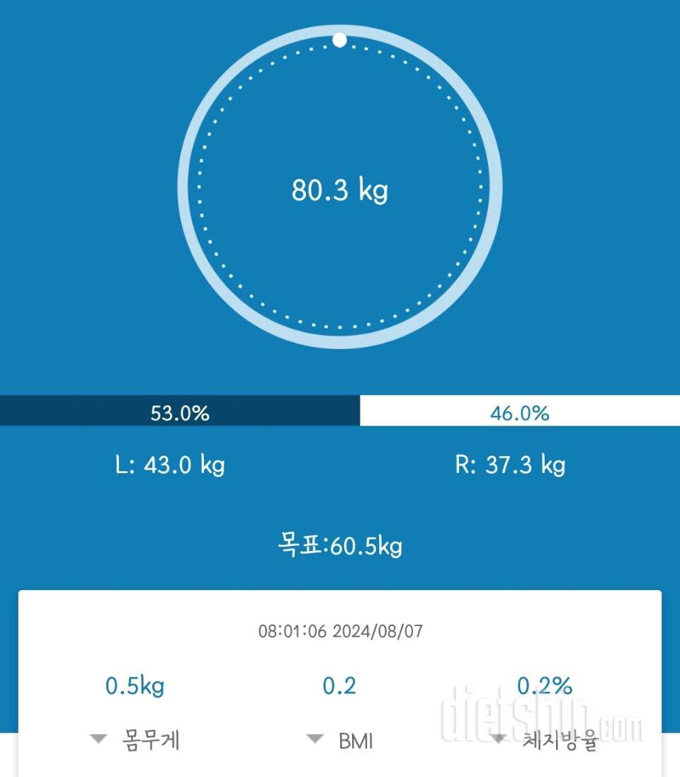 7일 아침 몸무게 재기 1일차 성공!