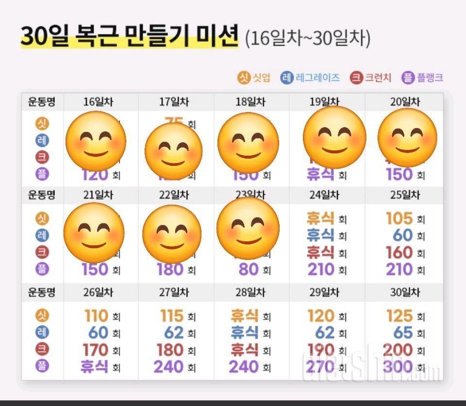 30일 복근 만들기23일차 성공!