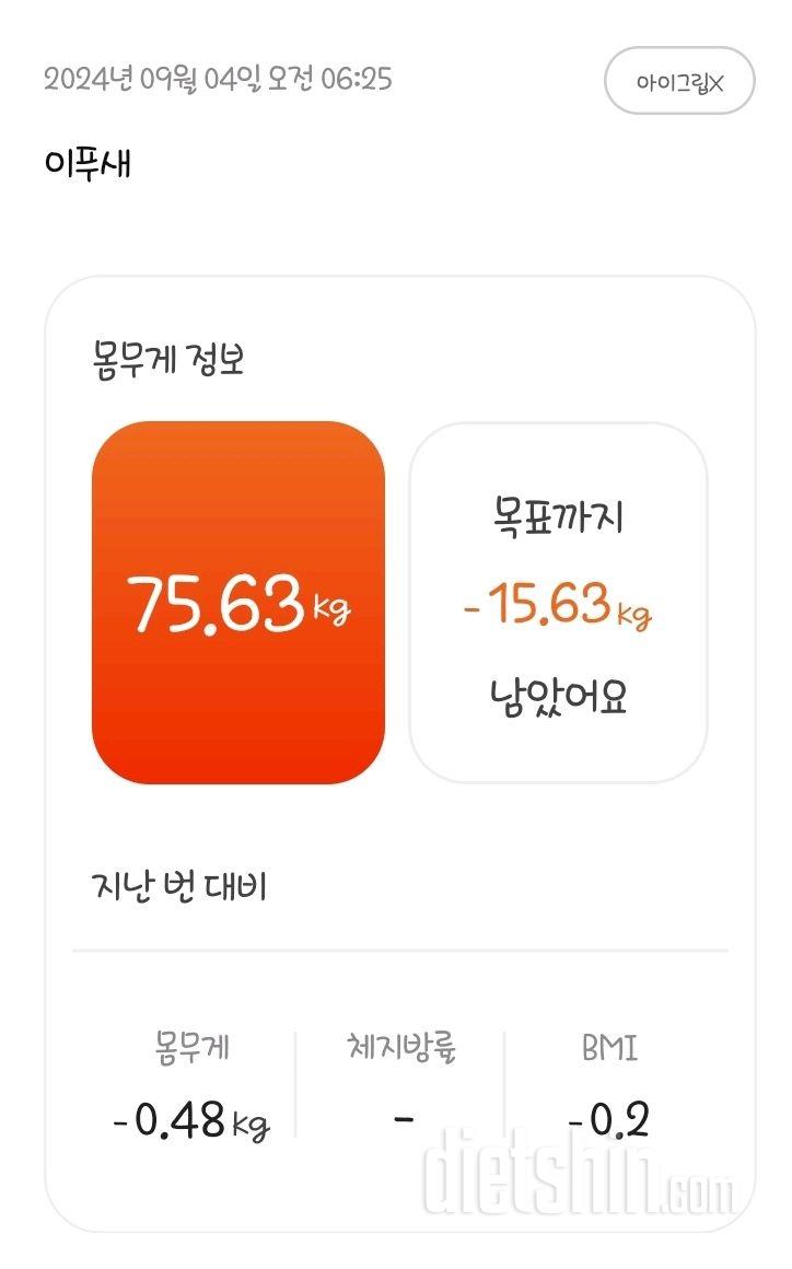 7일 아침 몸무게 재기2일차 성공!