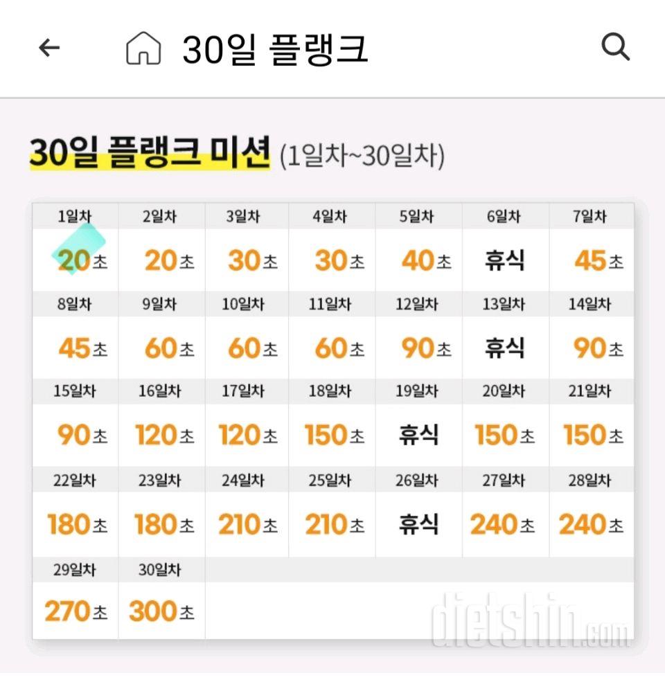 30일 플랭크1일차 성공!