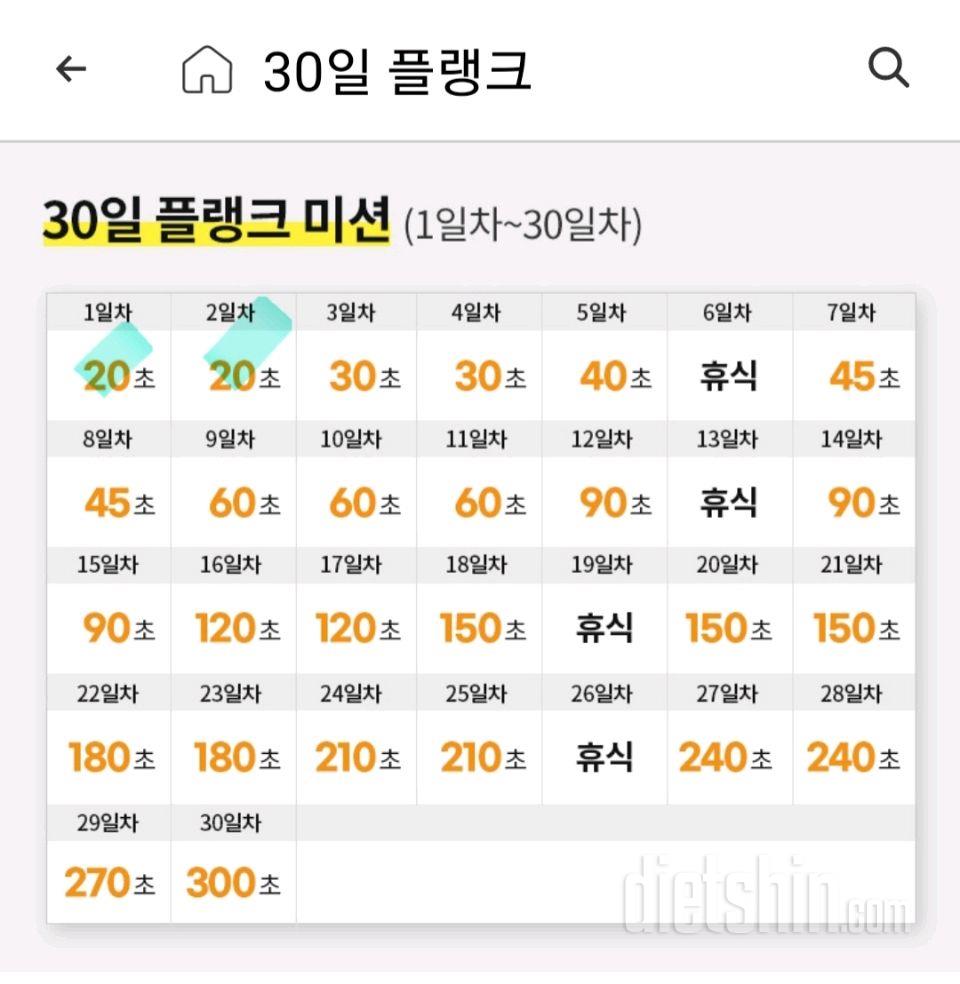 30일 플랭크2일차 성공!