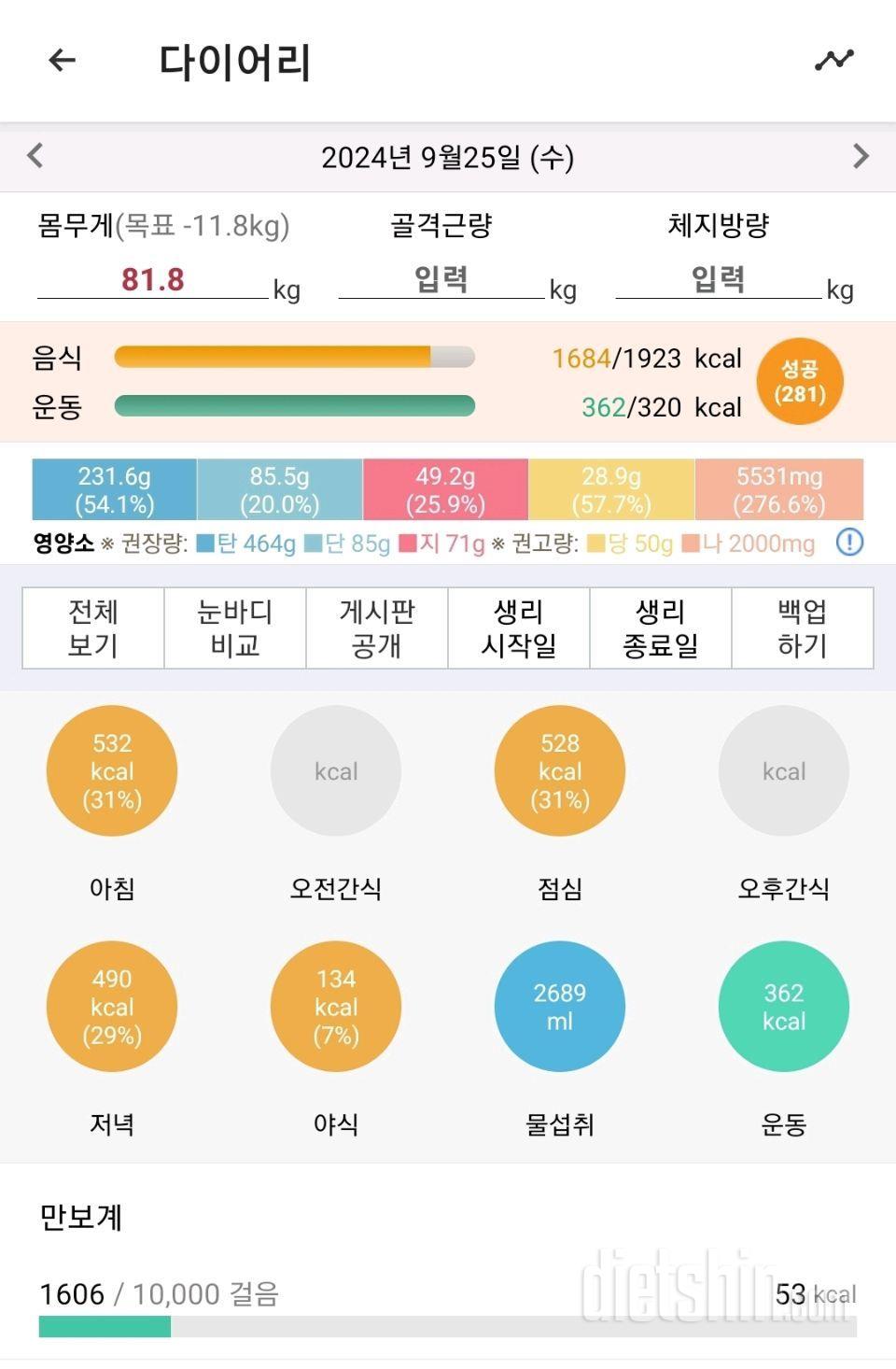 9월 25~28일 다이어트 권태기