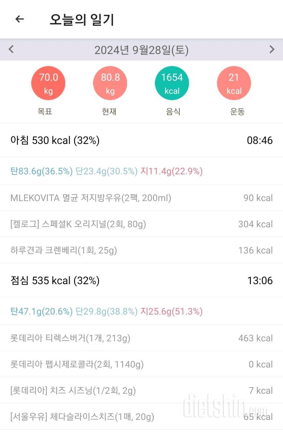 9월 25~28일 다이어트 권태기