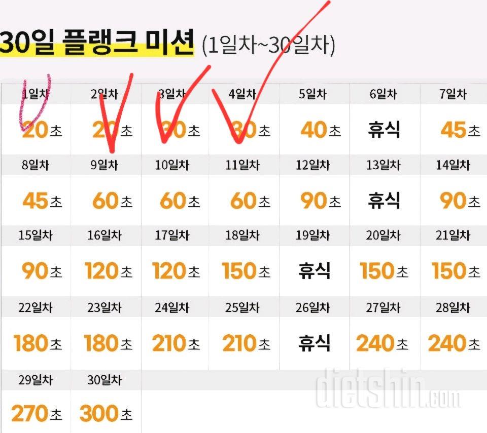 30일 플랭크4일차 성공!