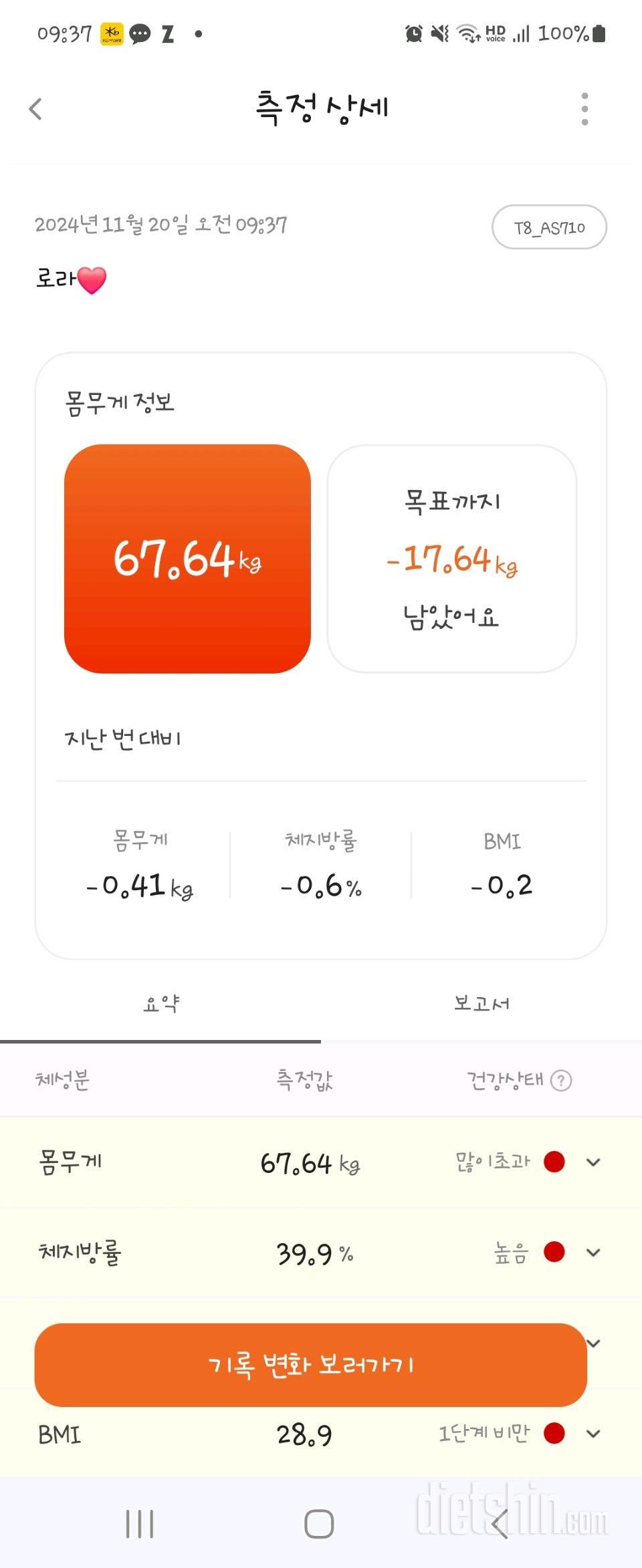 7일 아침 몸무게 재기175일차 성공!