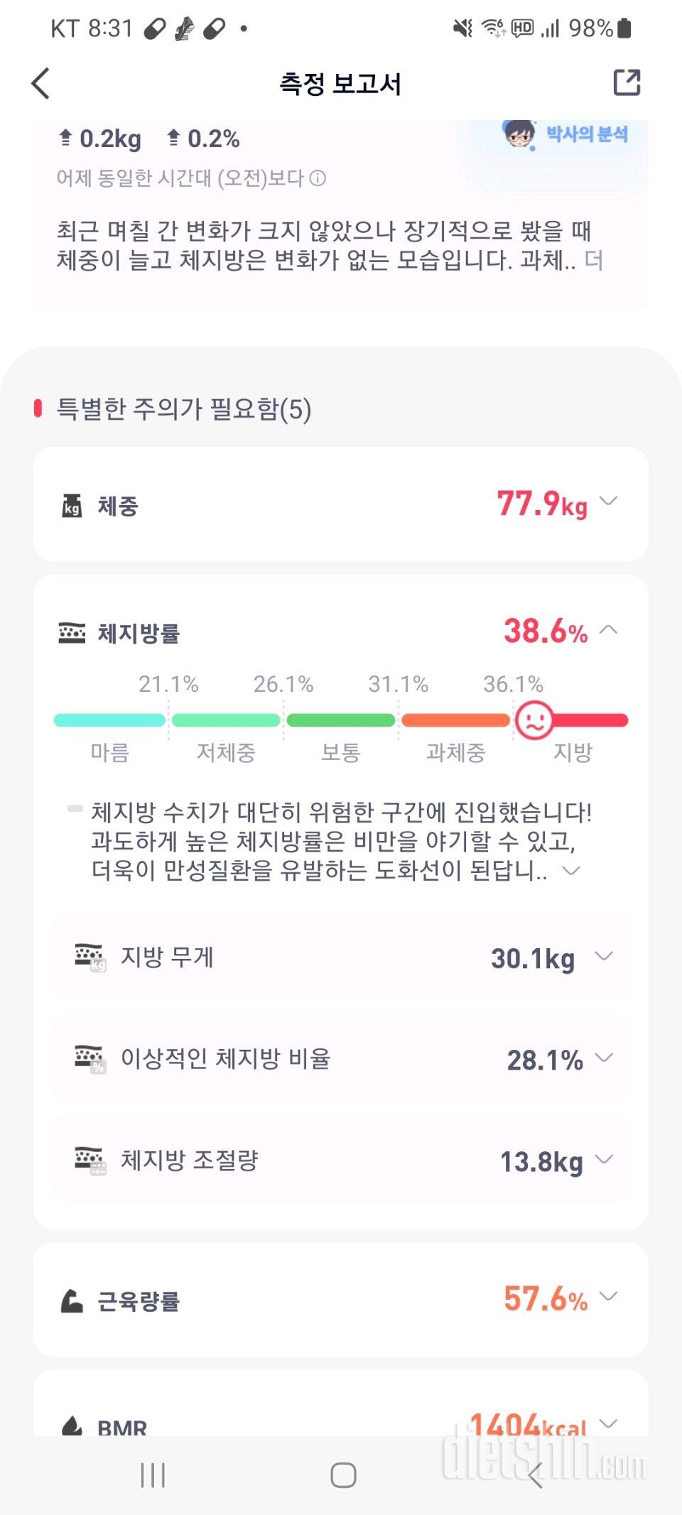 7일 아침 몸무게 재기1일차 성공!