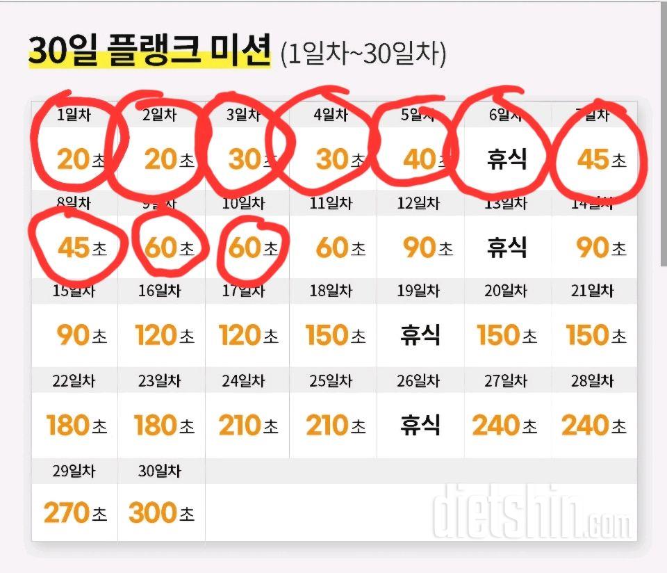 30일 플랭크10일차 성공!