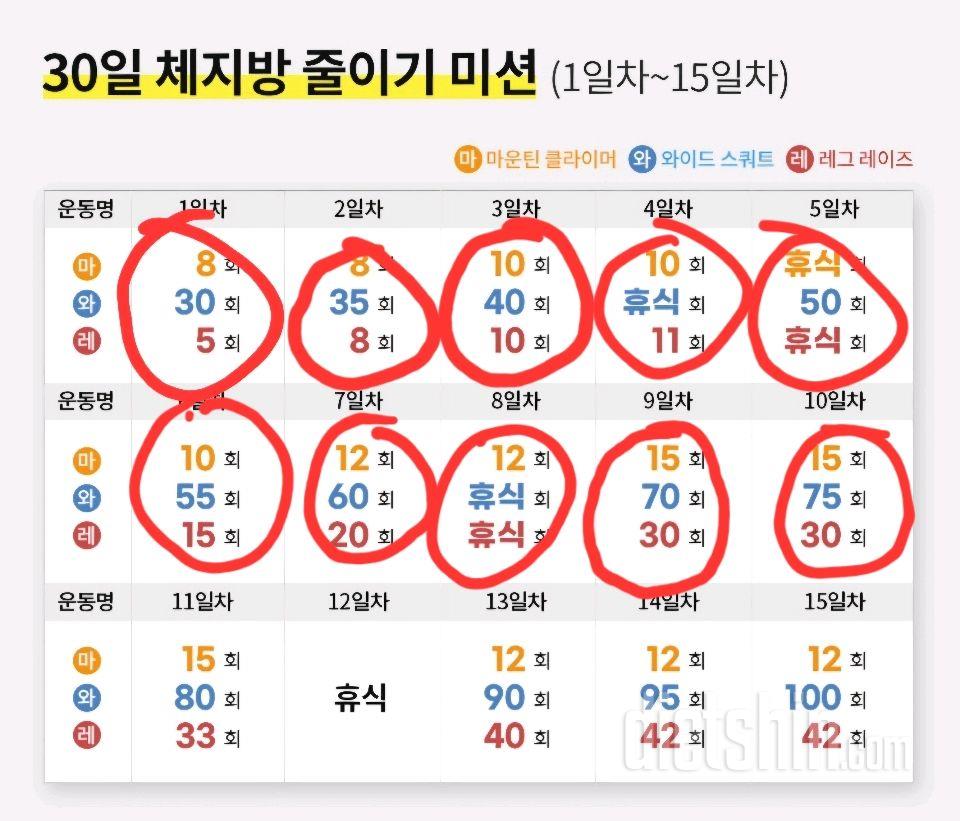 30일 체지방 줄이기10일차 성공!