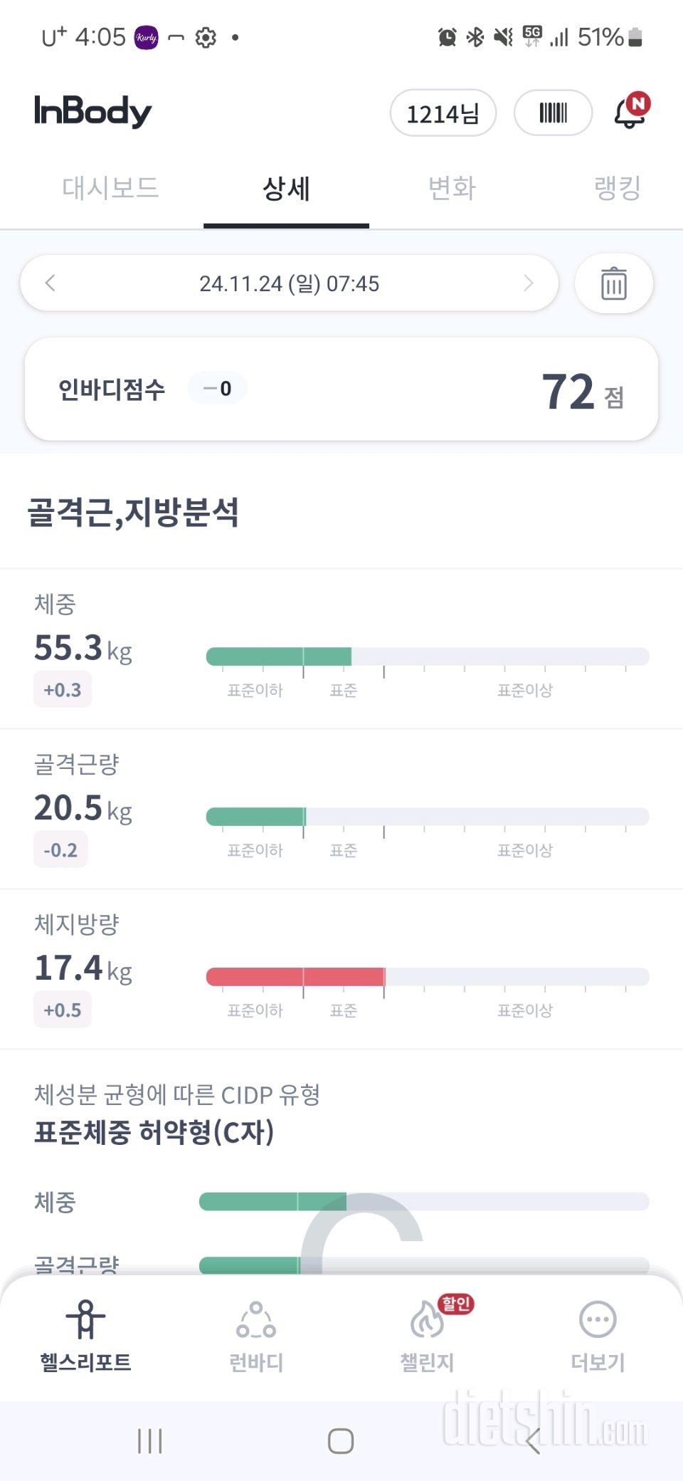 7일 아침 몸무게 재기29일차 성공!