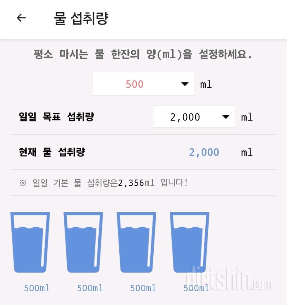 30일 하루 2L 물마시기1일차 성공!