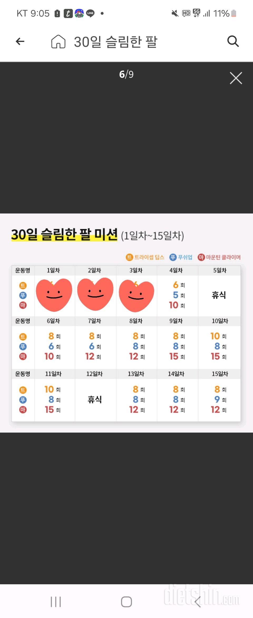 30일 슬림한 팔3일차 성공!