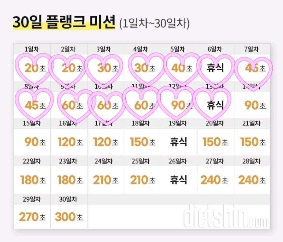 30일 플랭크13일차 성공!