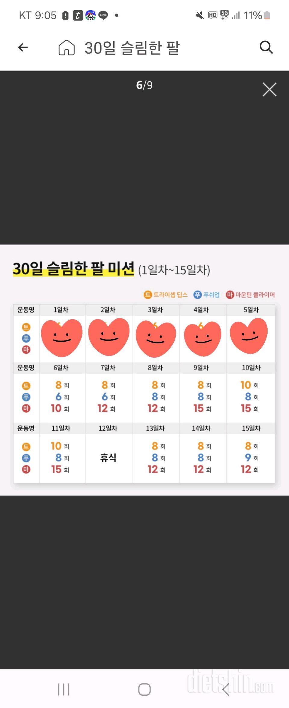 30일 슬림한 팔5일차 성공!