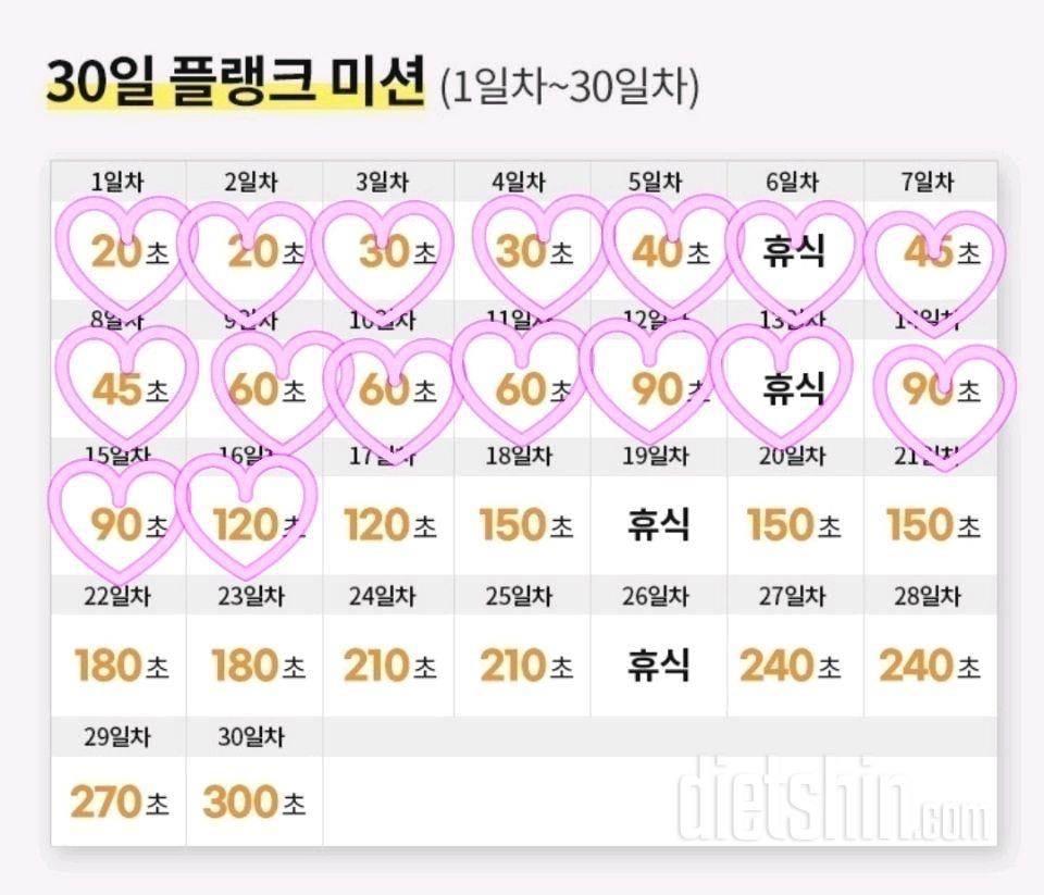 30일 플랭크16일차 성공!