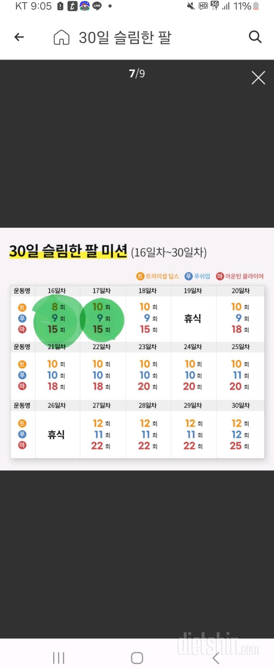 30일 슬림한 팔17일차 성공!