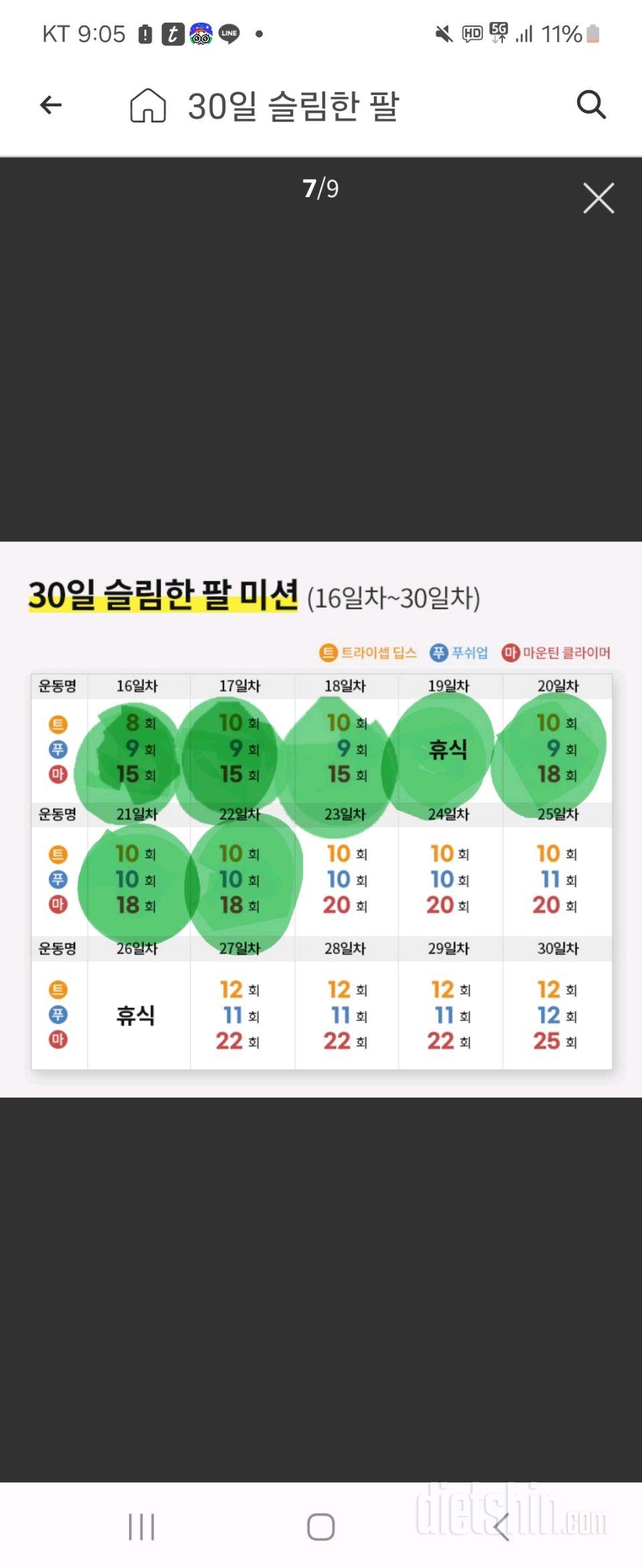 30일 슬림한 팔22일차 성공!