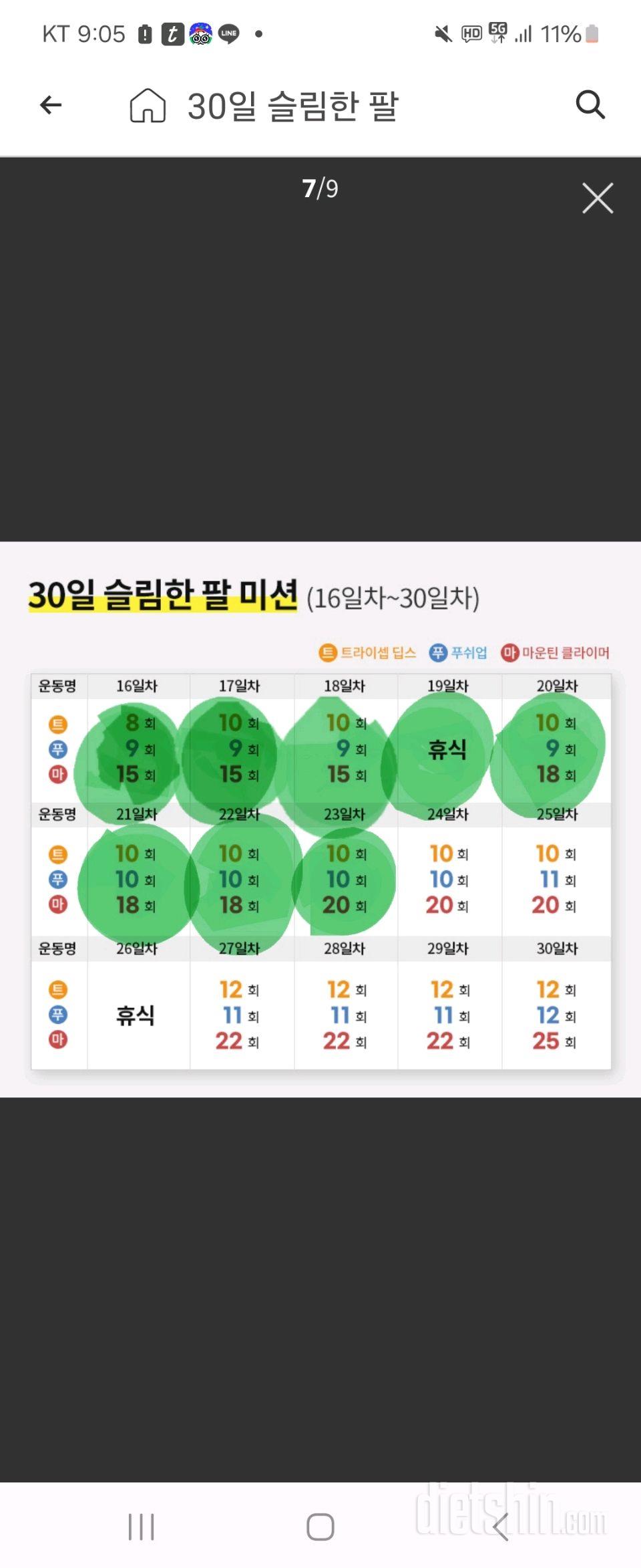 30일 슬림한 팔23일차 성공!