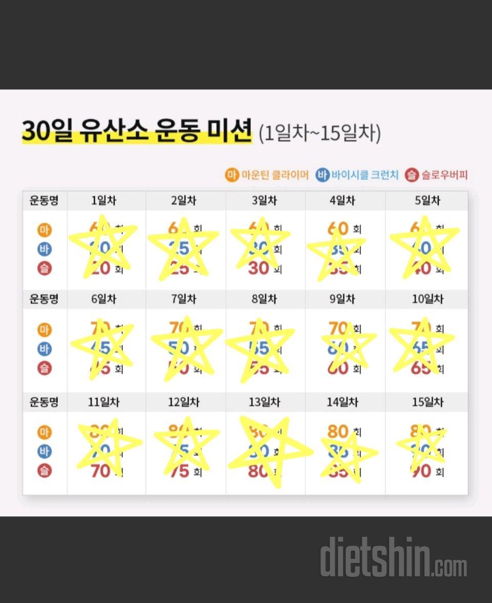 30일 유산소 운동15일차 성공!