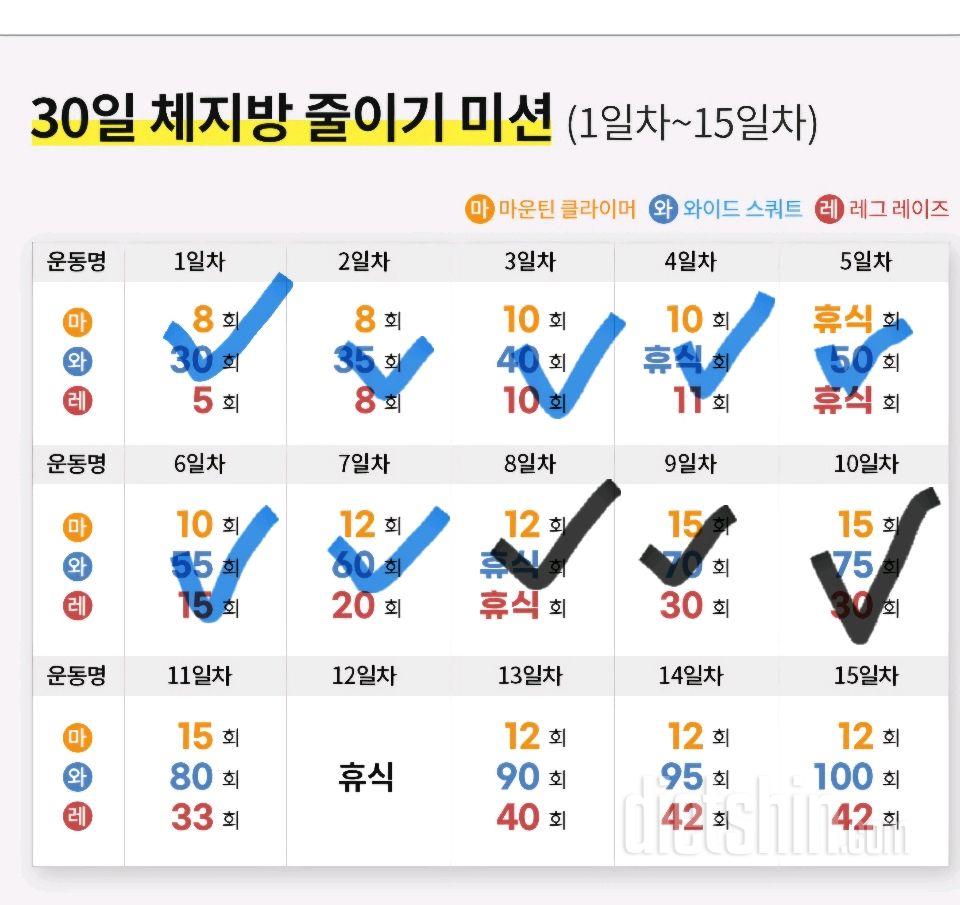30일 체지방 줄이기10일차 성공!