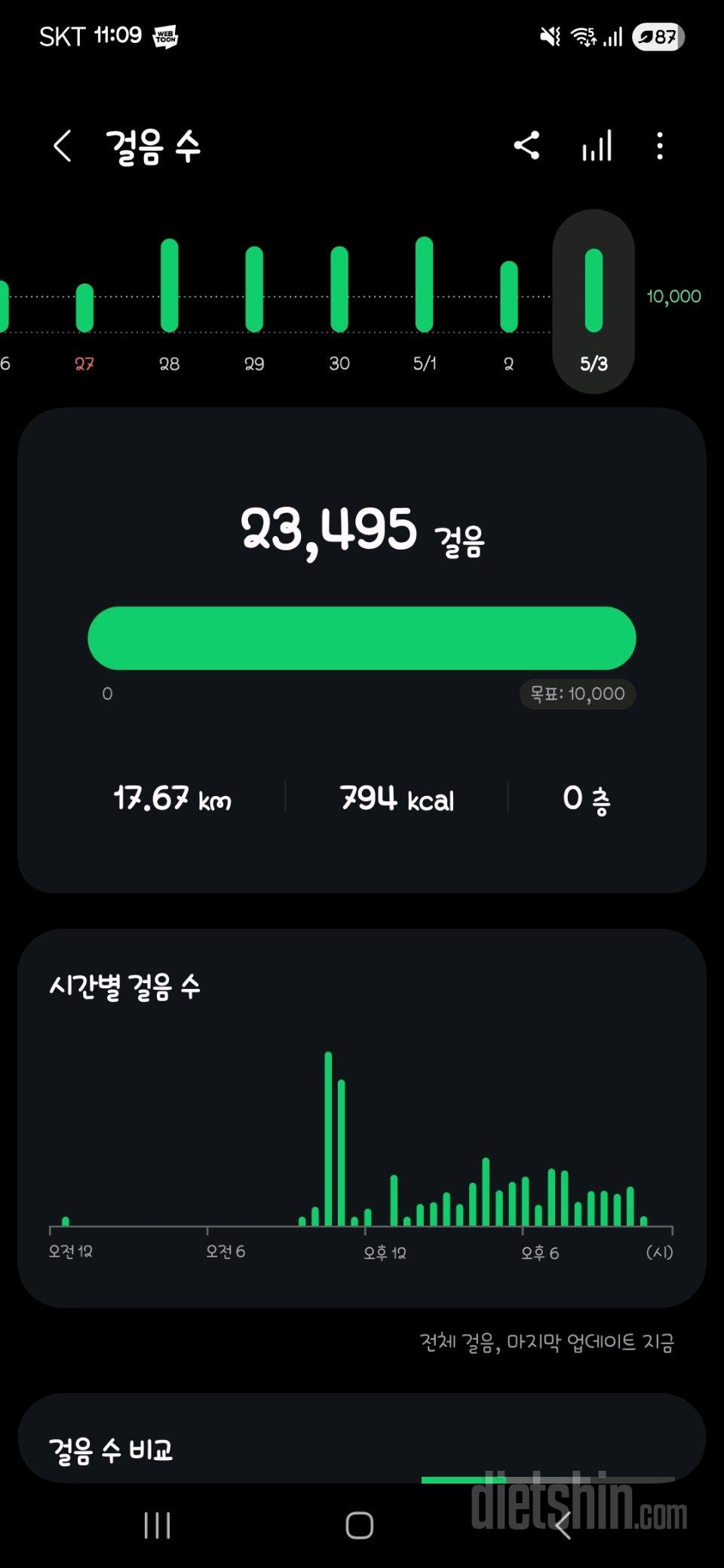 30일 만보 걷기17일차 성공!