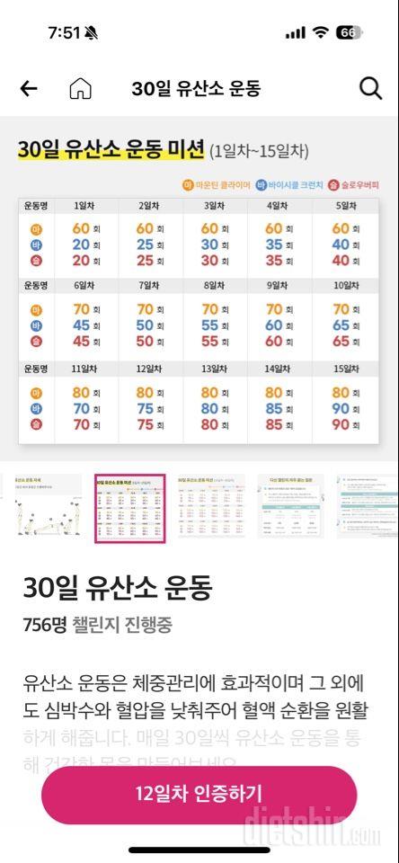 30일 유산소 운동12일차 성공!