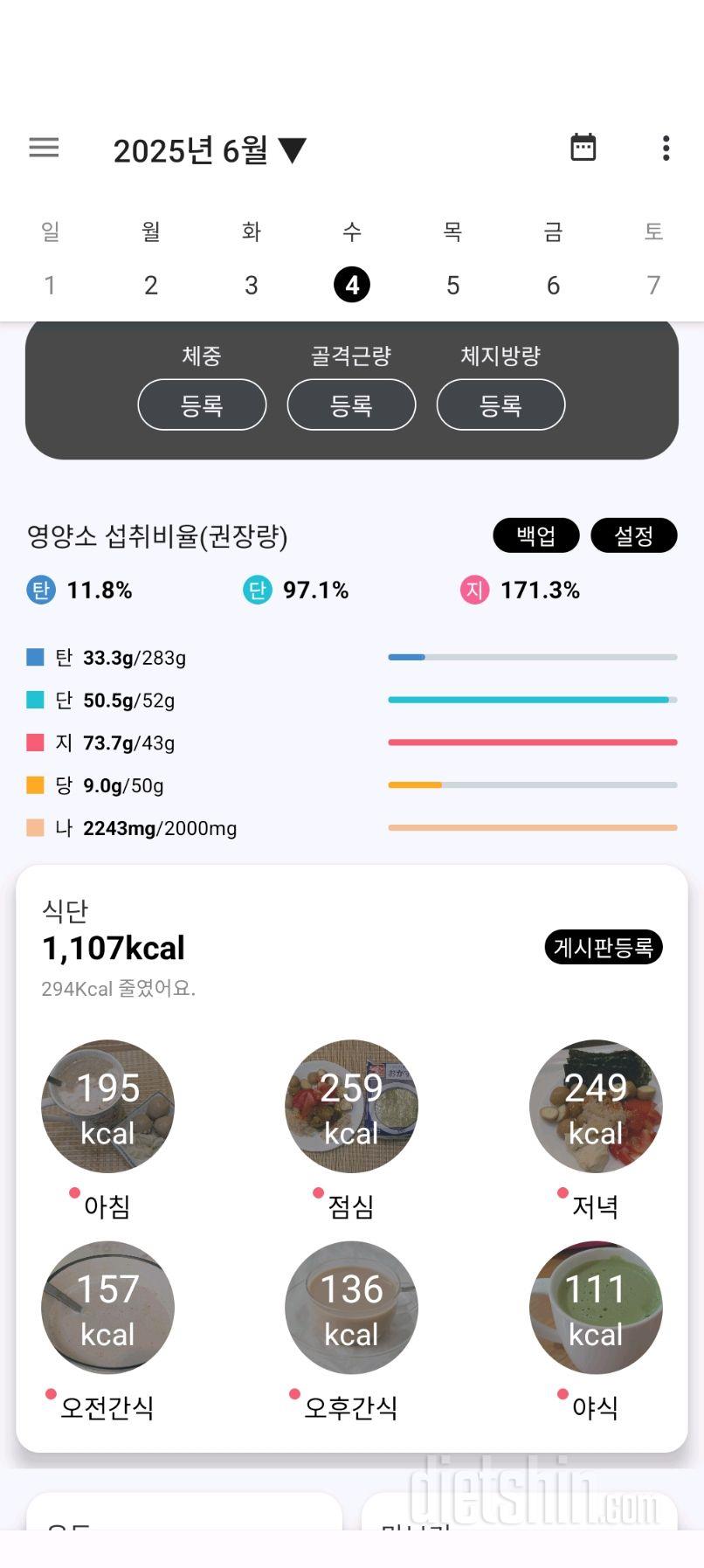 2474일차 식단