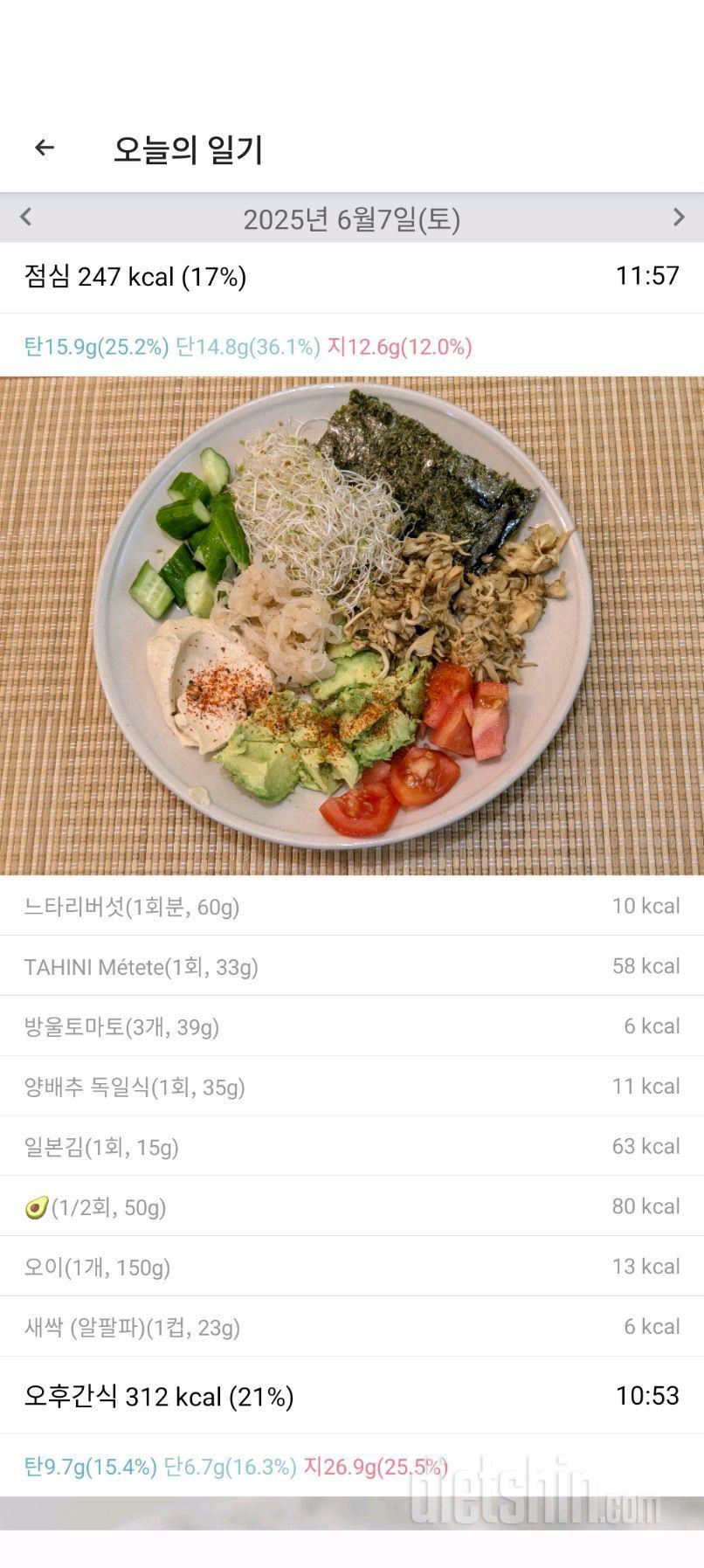 2477일차 식단